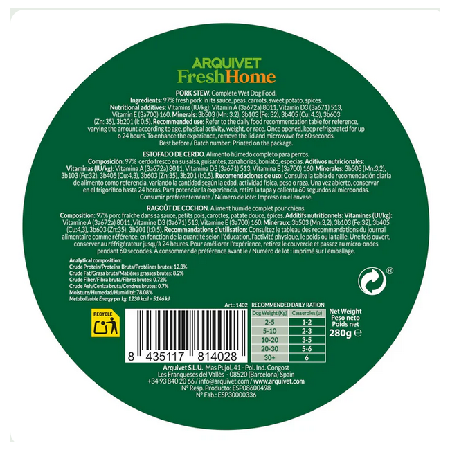 Umido Cane - Stufato maiale 280 gr...