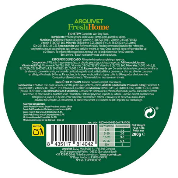 Umido Cane - Stufato Pesce 280 gr Arquivet Fresh