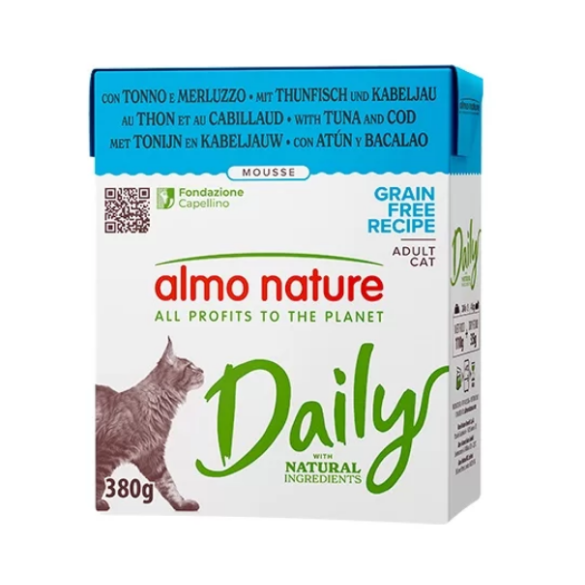 Gatto - Almo Nature Daily Mousse Tonno e Merluzzo 380 gr