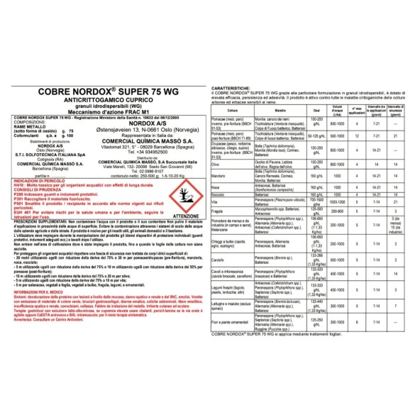 Fungicida Cobre Nordox Super 75 WG 500 gr