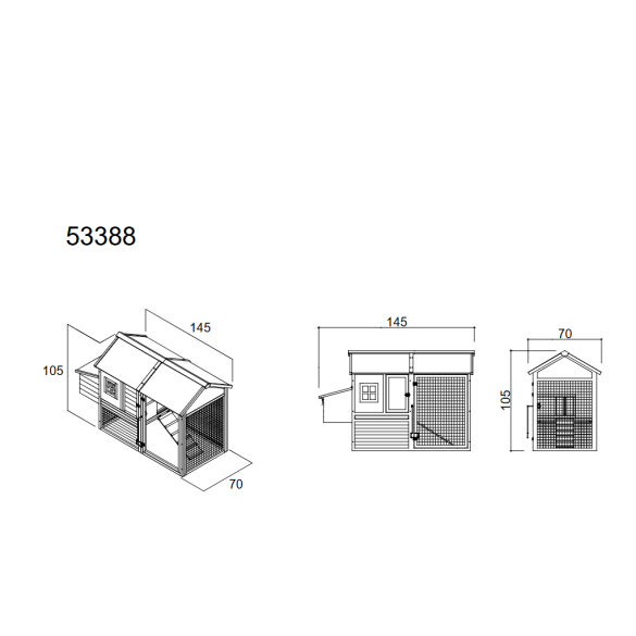 Casetta per Galline Cocca 2 145x70x105 CM