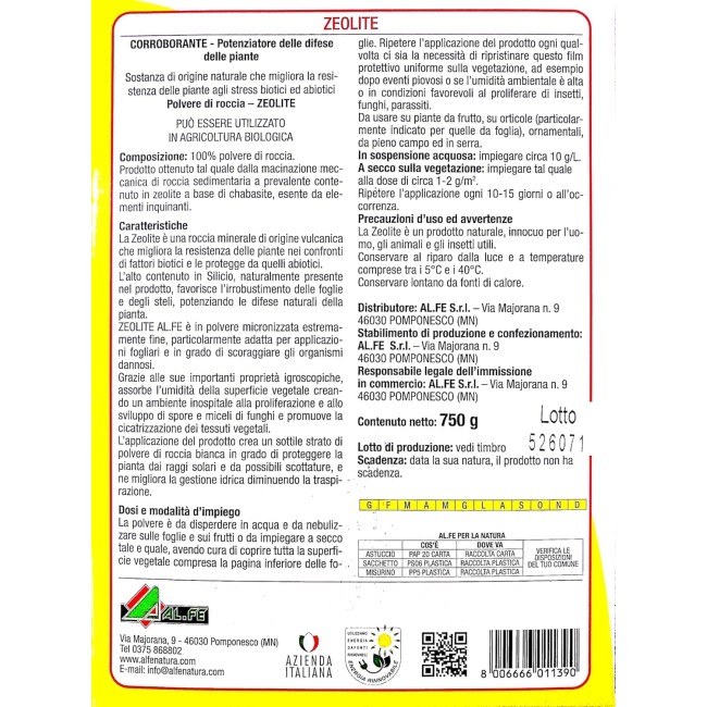 Zeolite Clinoptilolite 750gr Al.fe