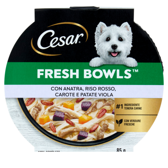 Cesar Fresh Bowls Cibo umido Cane Anatra,Riso 85 g