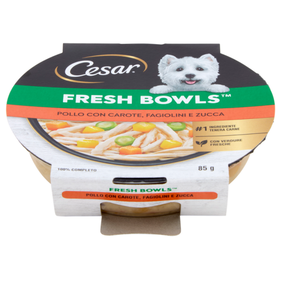 Cesar Fresh Bowls Cibo umido Cane Pollo, Carote 85 g