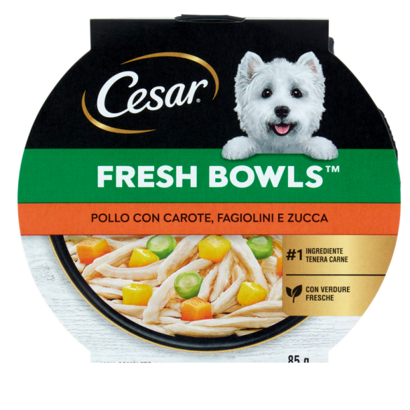 Cesar Fresh Bowls Cibo umido Cane Pollo, Carote 85 g