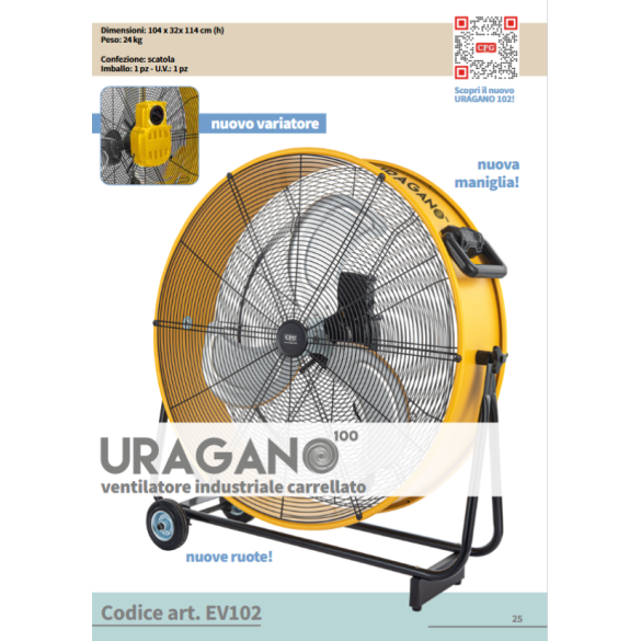 Ventilatore Industriale Carrellato Uragano 100 EV102 CFG
