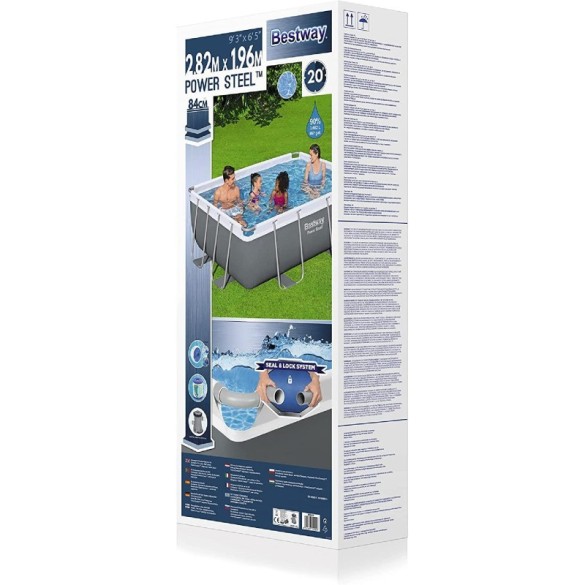 Piscina Power Steel rettangolare da 282x196x84 cm BESTWAY