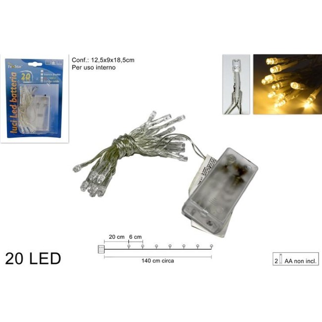 20 Luci a Led Bianco Caldo a Batteria DUESSE CHRISTMAS