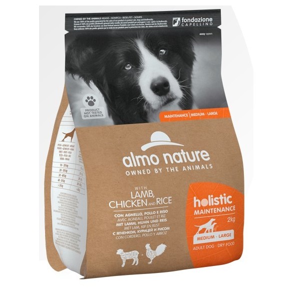 Almo Nature Cane Holistic M-L Agnello & Pollo Disponibile nei formati 2 - 12 Kg