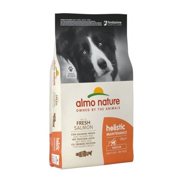Almo Nature Cane Holistic Medium Salmone & Riso Disponibile nei formati 2 - 12 Kg