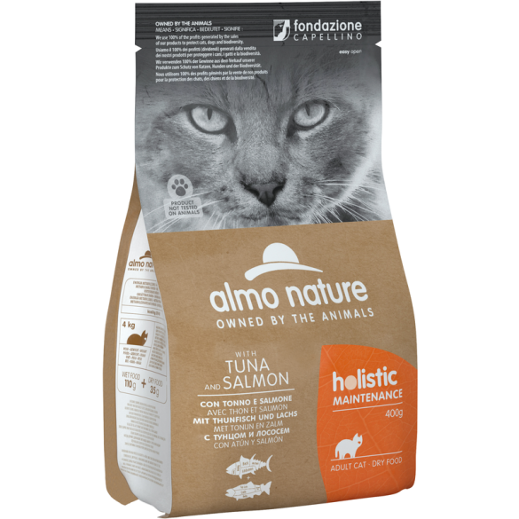 Almo Nature Gatto Holistic Tonno & Salmone Disponibile nei formati 400 gr - 2 Kg