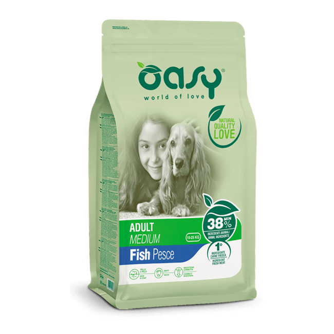 Cane Adult Medium Pesce Da 3-12 kg. OASY