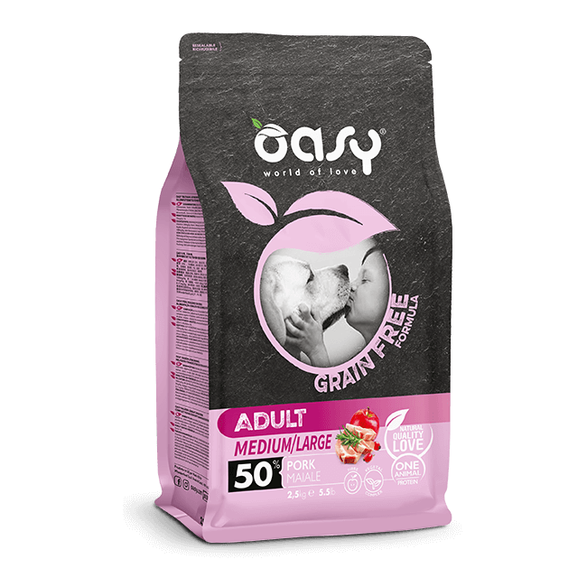 Cane Grain Free Adult Medium/Large Maiale Da 2,5-12 kg OASY