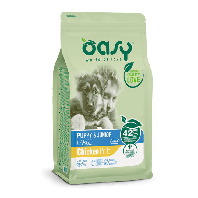 Cane Puppy & Junior Large Con Pollo Da 3-12 kg. OASY