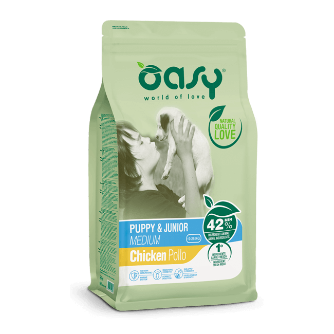 Cane Puppy & Junior Medium Con Pollo Da 3-12 kg. OASY
