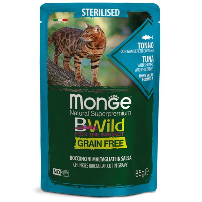 Gatto - Sterilised Tonno Bwild Monge Disponibile nei formati 85 - 100 gr