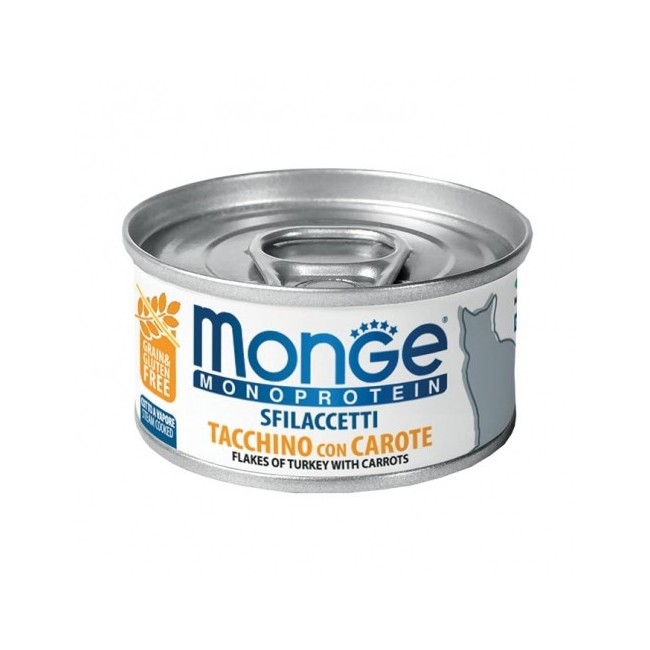 Gatto - Sfilaccetti Monoprotein Tacchino & Carote Monge 80 gr