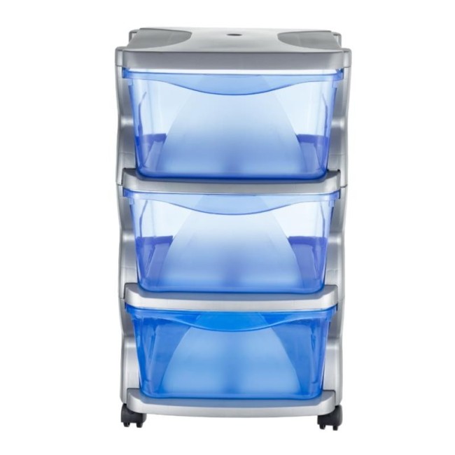 Cassettiera Impilabile 3 Cassetti Insieme Bama CM 36x40x62h Argento