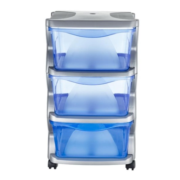 Cassettiera Impilabile 3 Cassetti Insieme Bama CM 36x40x62h Argento