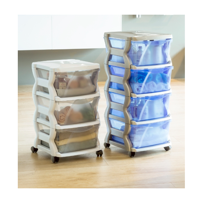 Cassettiera Impilabile 3 Cassetti Insieme Bama CM 36x40x62h Argento