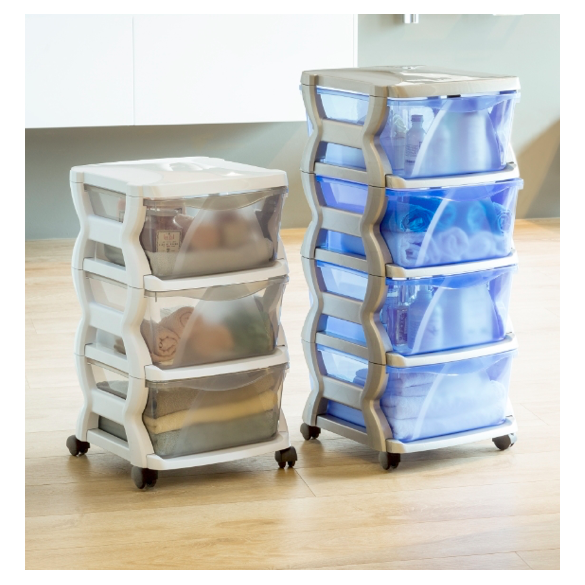 Cassettiera Impilabile 3 Cassetti Insieme Bama CM 36x40x62h Argento