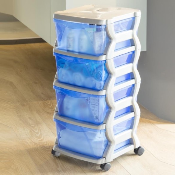 Cassettiera Impilabile con Ruote Insieme 4 Cassetti Bama CM 36x40x80h Argento