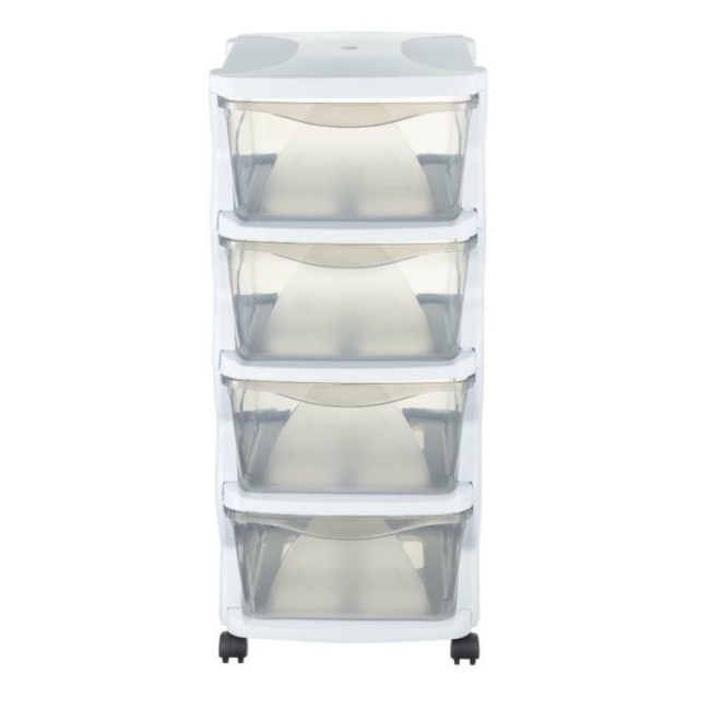 Cassettiera Impilabile con Ruote 4 Cassetti Insieme Bama CM 36x40x80 h Bianca