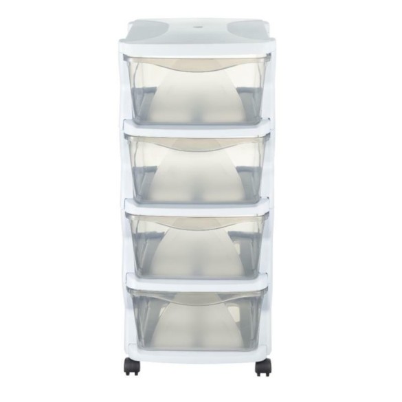 Cassettiera Impilabile con Ruote 4 Cassetti Insieme Bama CM 36x40x80 h Bianca