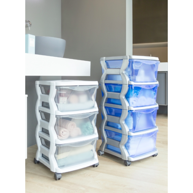 Cassettiera Impilabile con Ruote 4 Cassetti Insieme Bama CM 36x40x80 h Bianca