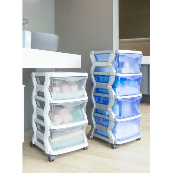 Cassettiera Impilabile con Ruote 4 Cassetti Insieme Bama CM 36x40x80 h Bianca