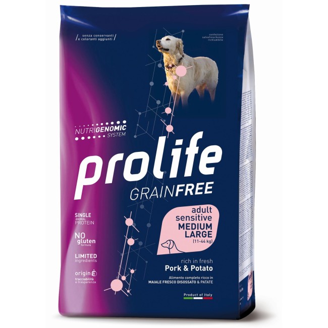 Cane - Grain Free Sensitive Medium/Large Maiale & Patate Prolife 10 Kg
