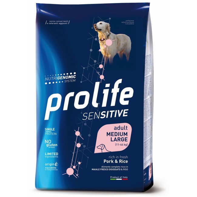 Cane - Sensitive Medium/Large Maiale & Riso Prolife 10 Kg