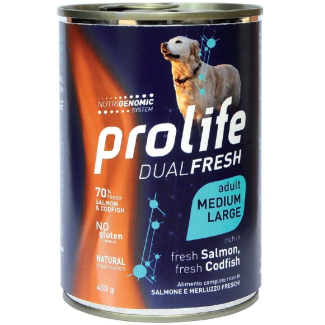 Cane - Dual Fresh Adult Medium Large Merluzzo e Salmone 400 gr Prolife