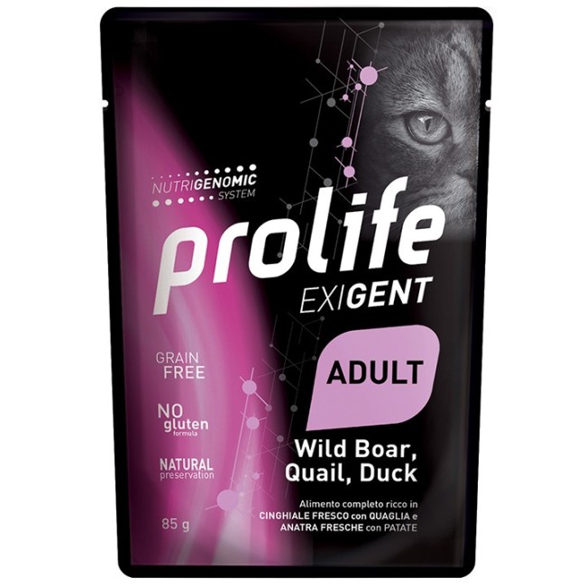 Gatto - Exigent Cinghiale, Quagli e Anatra 85 gr Prolife