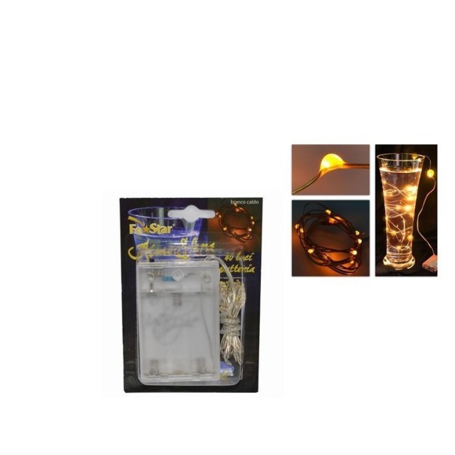 Filo 40Led a Batteria Bianco Caldo