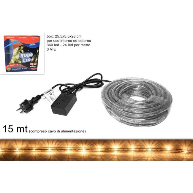 Tubo 360 Led 15 mt. 3VIE Colore Bianco Caldo DUEESSE CHRISTMAS