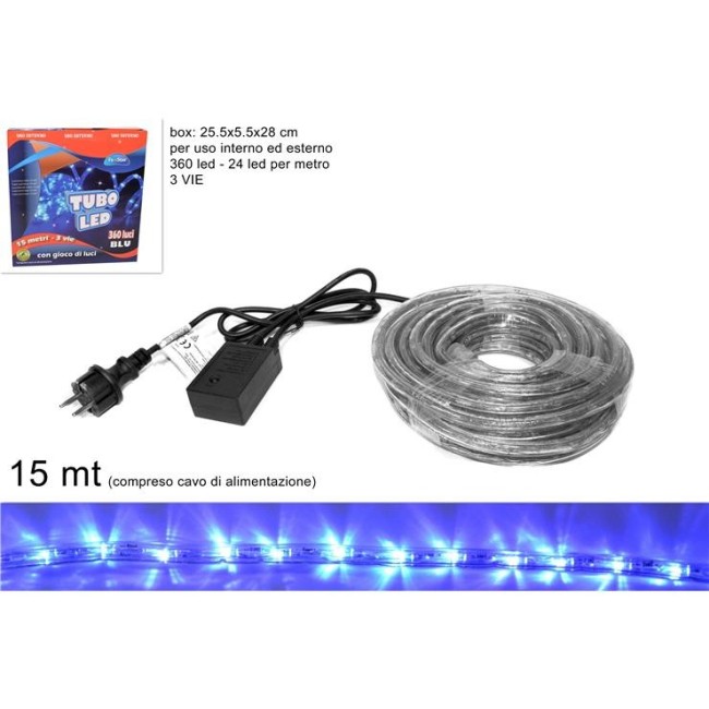 Tubo 360 Led 15 mt. 3VIE Colore Blu DUEESSE CHRISTMAS