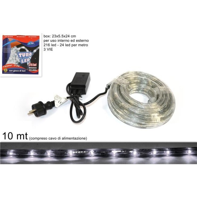 Tubo 216 Led 10 mt. 3VIE Colore Bianco Freddo DUEESSE CHRISTMAS