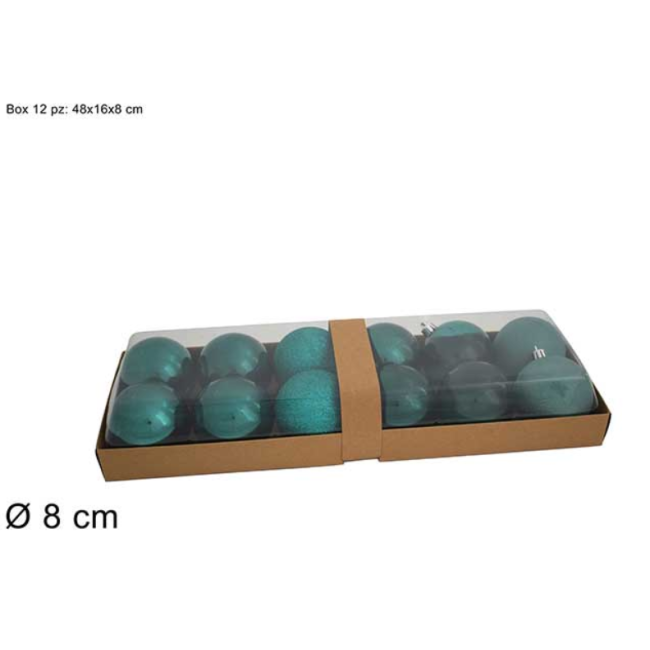Box Formato Da 12 Palline Natalizie Colore Tiffany DUEESSE CHRISTMAS