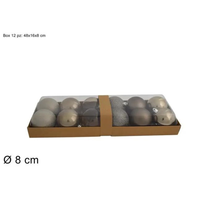 Box Formato Da 12 Palline Natalizie Colore Beige DUEESSE CHRISTMAS