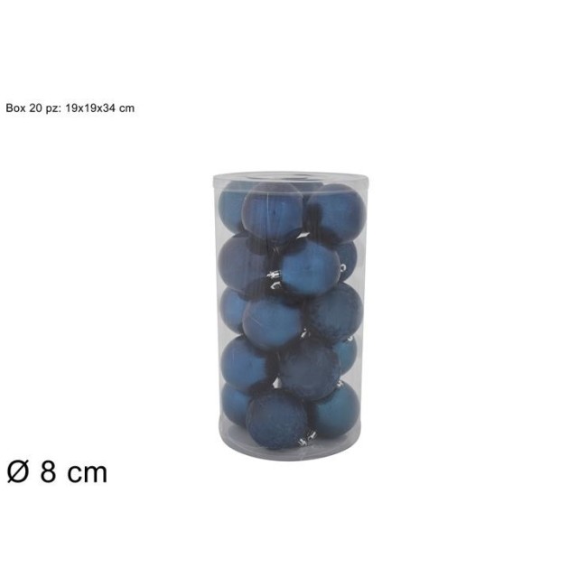 Box Formato Da 20 Palline Natalizie Colore Blu DUEESSE CHRISTMAS
