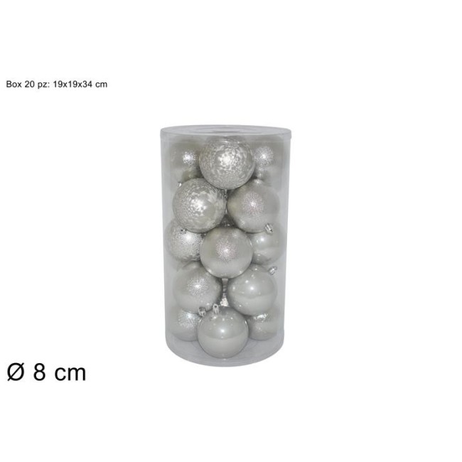 Box Formato Da 20 Palline Natalizie Colore Argento DUEESSE CHRISTMAS