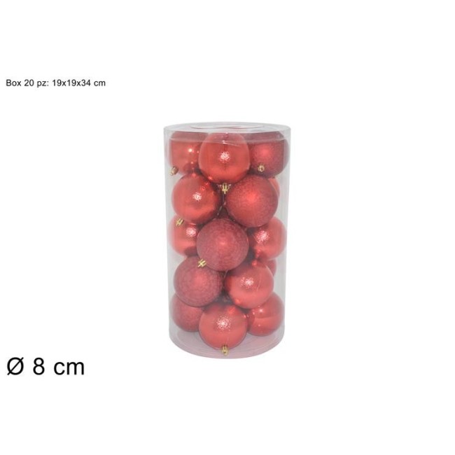 Box Formato Da 20 Palline Natalizie Colore Rosso DUEESSE CHRISTMAS