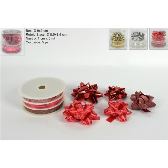 Box Nastri + 5 Coccarde Colori Assortiti DUESSE CHRISTMAS