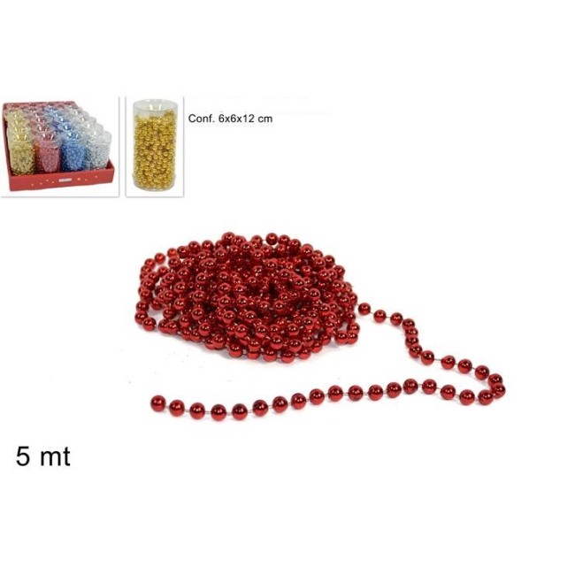 Catena di Perle Decorativa 5 mt Colori Assortiti DUE ESSE CHRISTMAS