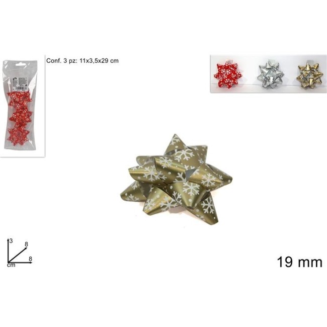 Coccarda Neve 19 mm Confezione da 3 pz DUESSE CHRISTMAS
