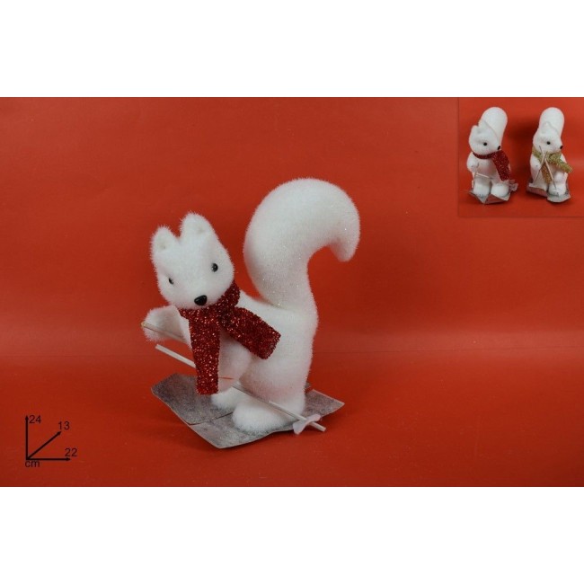 Scoiattolo con Sciarpa su Sci 24 cm DUESSE CHRISTMAS