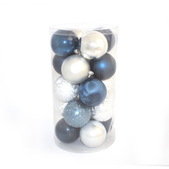 Box Formato Da 20 Palline Natalizie Blu-Argento DUEESSE CHRISTMAS