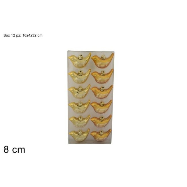 Appendino con Uccellini 8 cm Color Oro Conf. 12 pz DUESSE CHRISTMAS