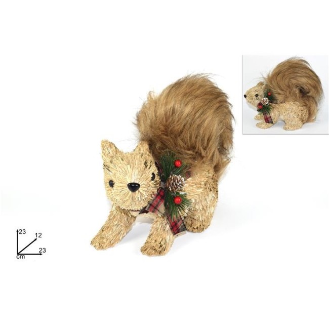 Scoiattolo con Fiocco Scozzese 23 cm DUESSE CHRISTMAS